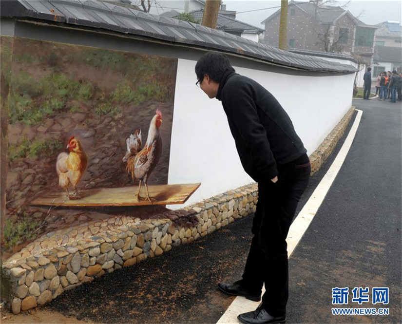 3D-Malereien dekorieren Dorf in Zhejiang