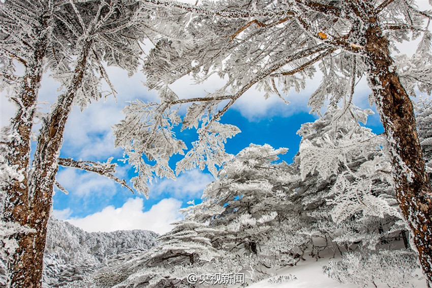 Schneewelt auf dem Cangshan-Berg