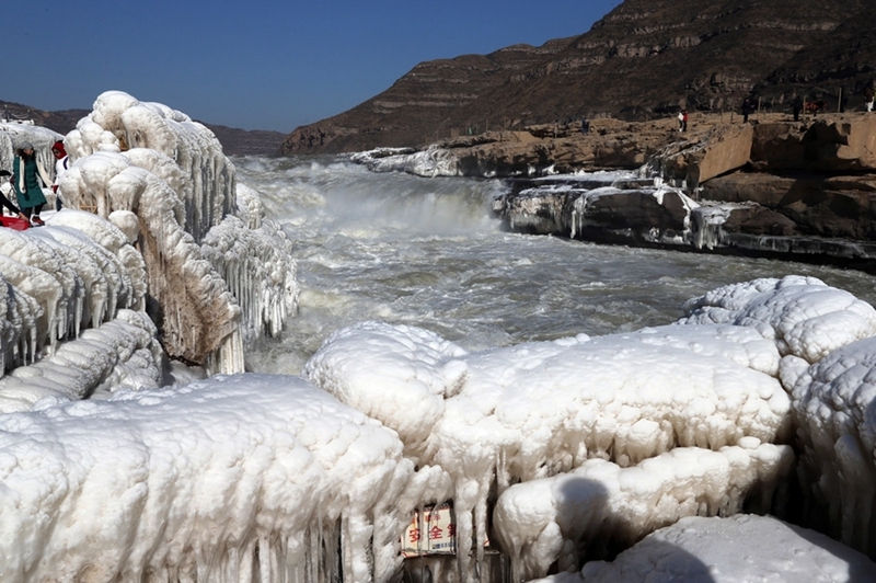 Hukou-Wasserfall im Winter