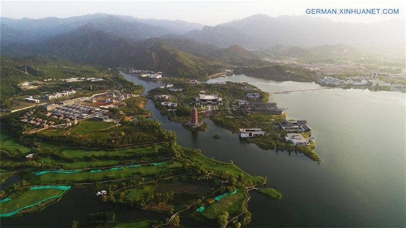 Landschaft des Yanqi-See-Ferienortes