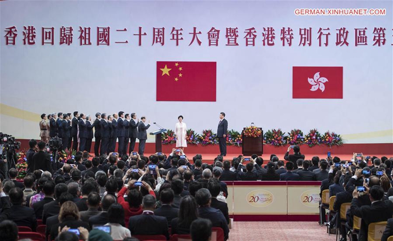 Xi Jinping wohnt Amtseinführung der fünften Regierung der Sonderverwaltungszone Hongkong bei