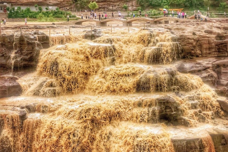 Prächtige Szenen am Hukou-Wasserfall