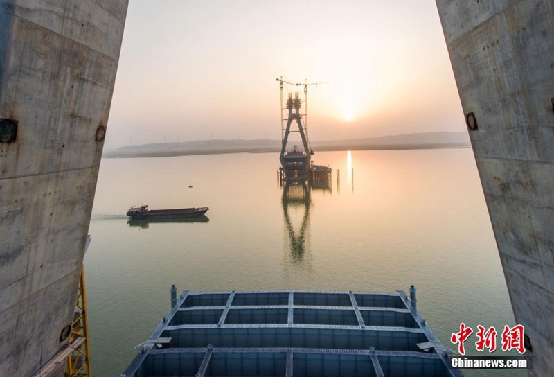 Luftaufnahmen der Brücke am Poyang-See