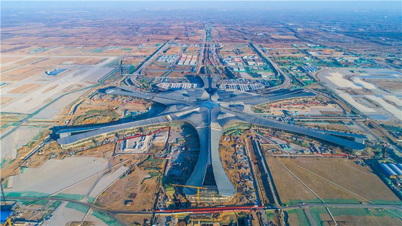 Luftaufnahme von Beijings neuem Flughafen