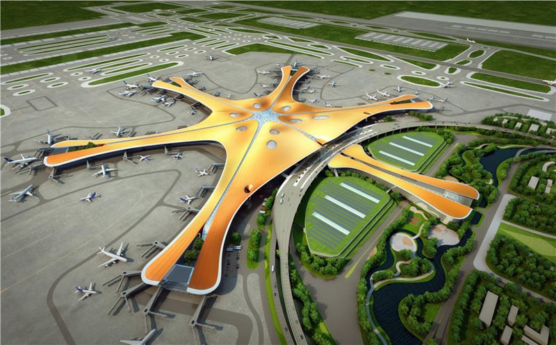 Luftaufnahme von Beijings neuem Flughafen