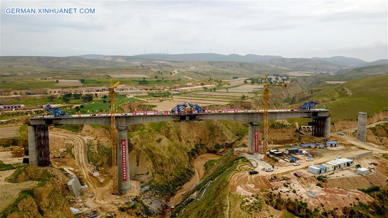 Hochgeschwindigkeitsbahnstrecke Yinchuan-Xi'an befindet sich im Bau