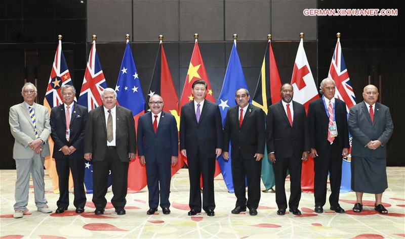 Xi Jinping hält ein gemeinsames Treffen mit Spitzenpolitikern mehrerer pazifischer Inselstaaten ab