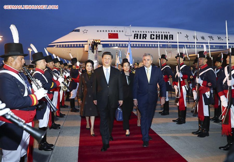 Chinesischer Staatspräsident trifft in Argentinien zum Staatsbesuch, G20-Gipfel ein