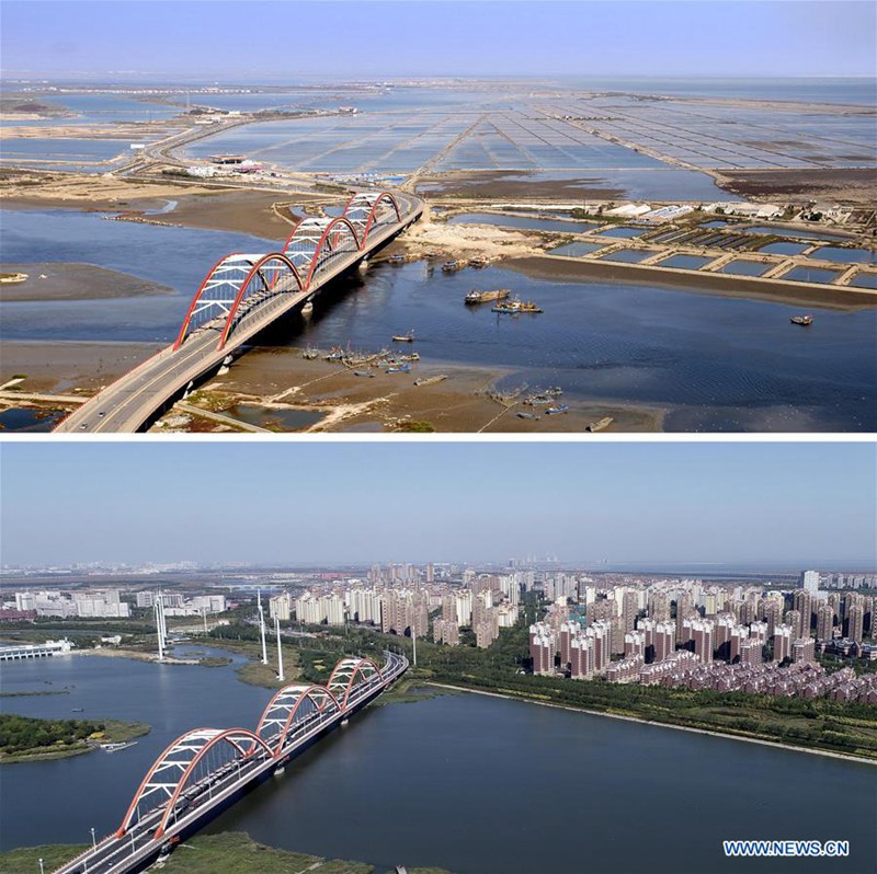 Neues Erscheinungsbild der chinesisch-singapurischen Öko-Stadt im Bezirk Binhai New Area in Tianjin
