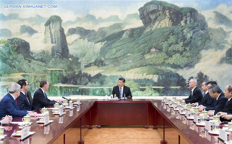 Chinesischer Staatspräsident trifft Handelsbeauftragten und Finanzminister der USA in Beijing