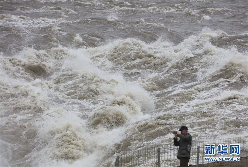 Prächtige Frühjahrsflut des Hukou-Wasserfalls