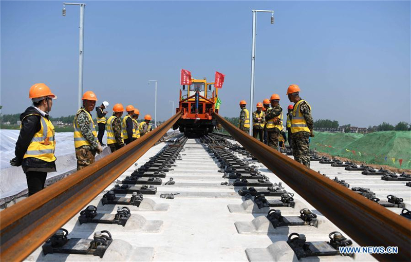 Eisenbahnlinie zwischen Zhengzhou und Fuyang im Bau