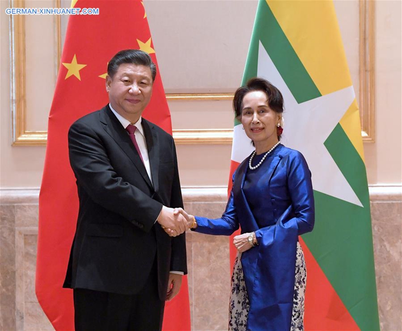 Xi trifft myanmarische Staatsrätin Aung San Suu Kyi