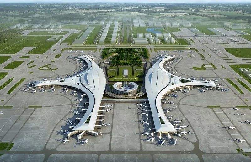 Bau des neuen internationalen Flughafens in Chengdu in vollem Gange