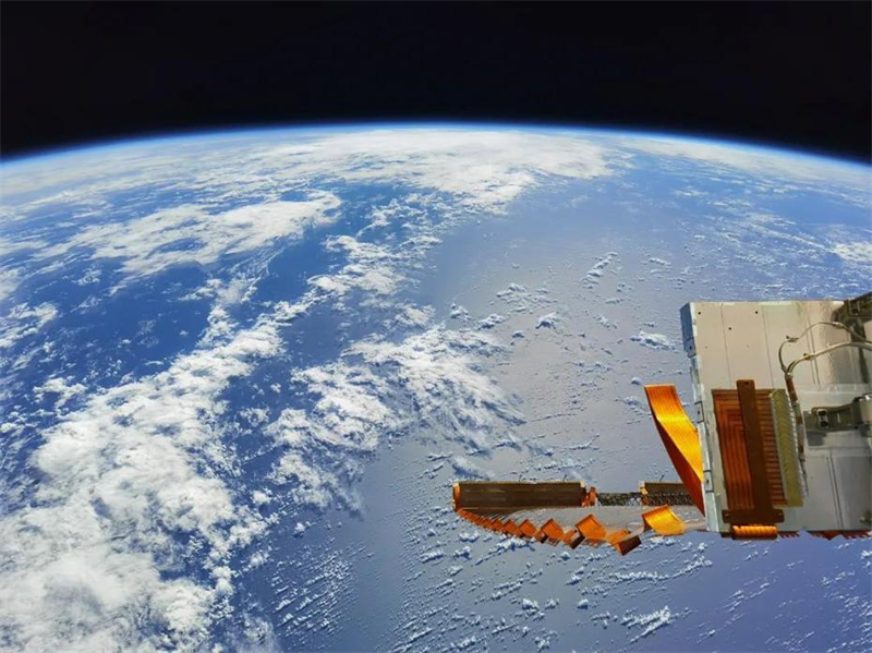 Erde in Perspektive aus der chinesischen Raumstation