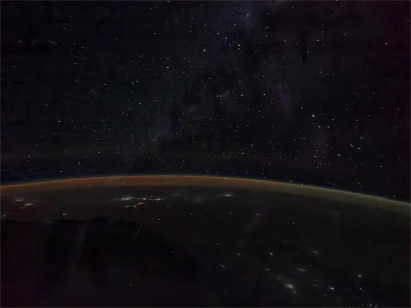 Erde in Perspektive aus der chinesischen Raumstation
