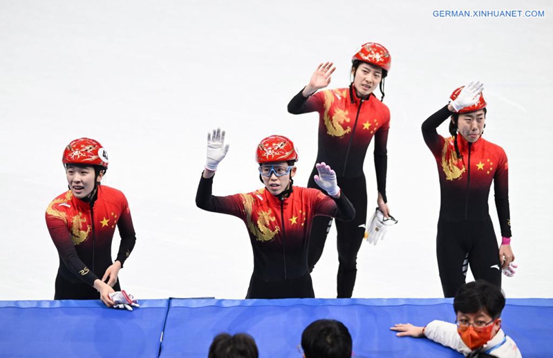 Kurzbahn-Eisschnellläuferinnen aus China holen Bronze in 3.000-Meter-Staffel