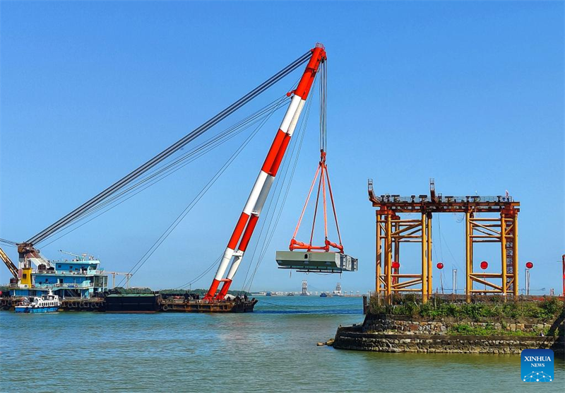 Hongqimen-Brücke in Guangdong im Bau