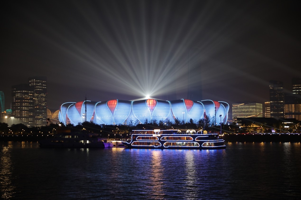Lichtshow für die Asienspiele in der Qianjiang New City
