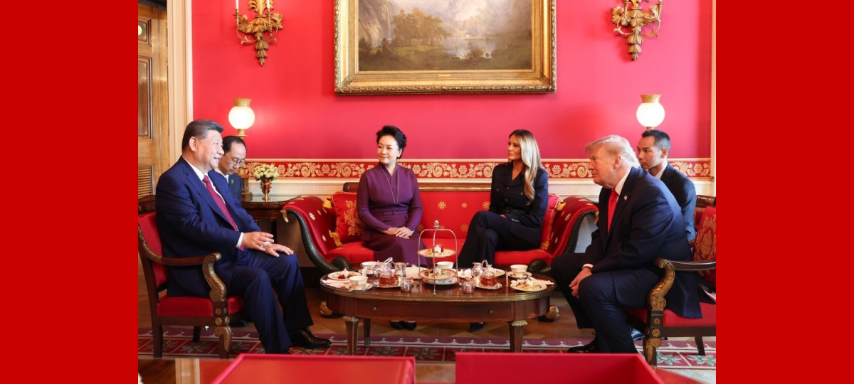 Xi und Trump im Gespräch bei einem Tee während des Staatsbesuchs