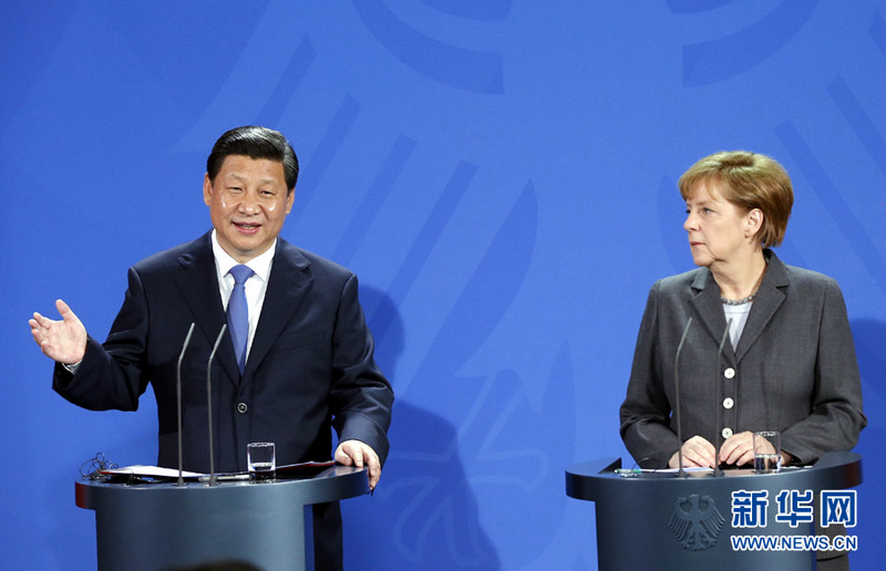 Pressebegegnung von Xi Jinping und Angela Merkel